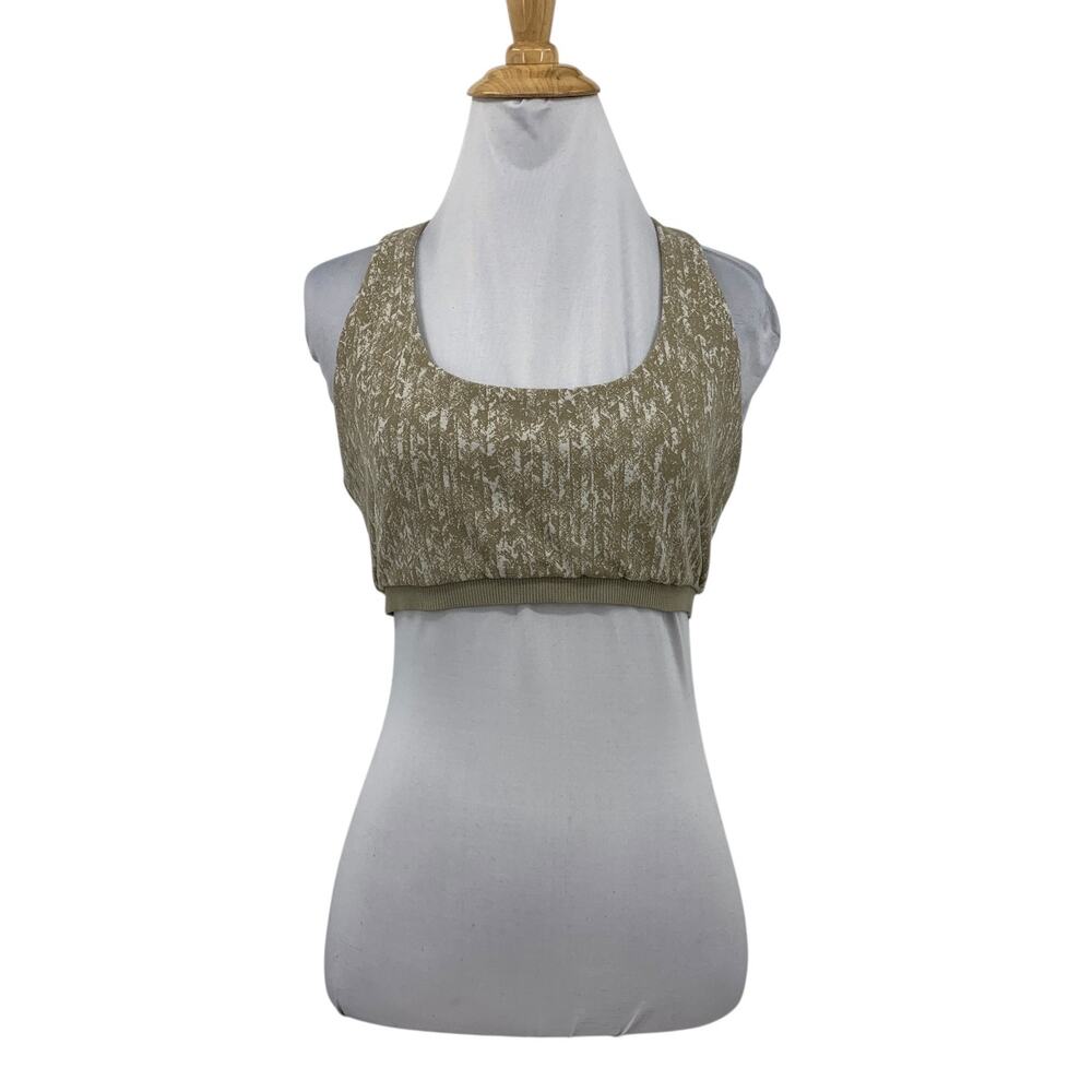 Lole Sports Bra Women M Medium Stone Sand Scoop Neck Y Back Square Neck Unpadded